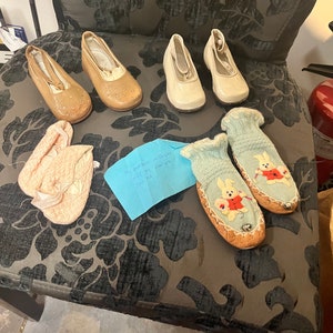 Lot beautiful antique shoes — doll or children — great condition. Approx 5 inches long each — great value