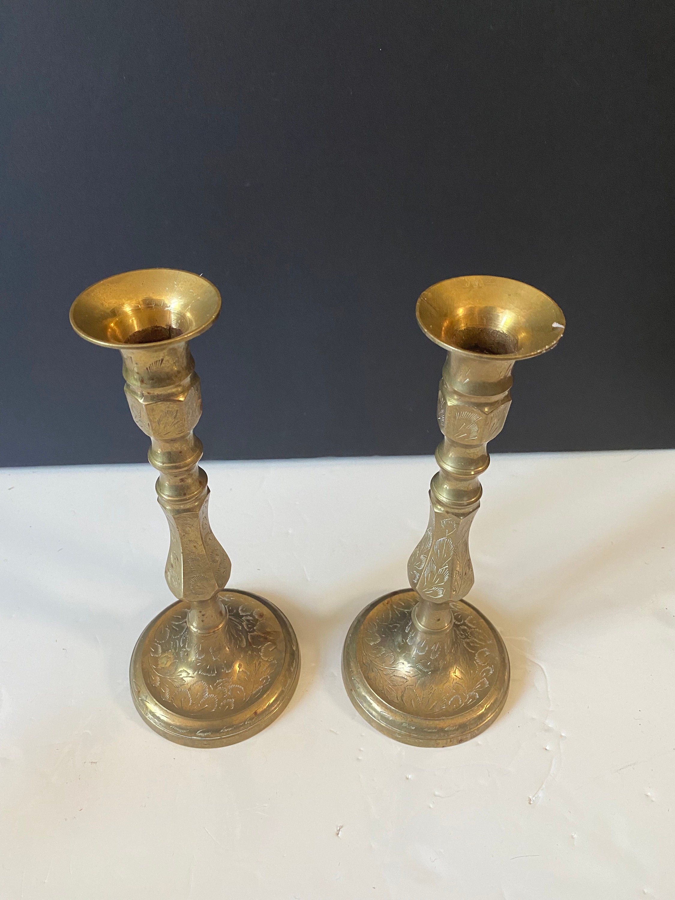 Vintage Brass Indian Candlesticks 10 Inches Etsy UK