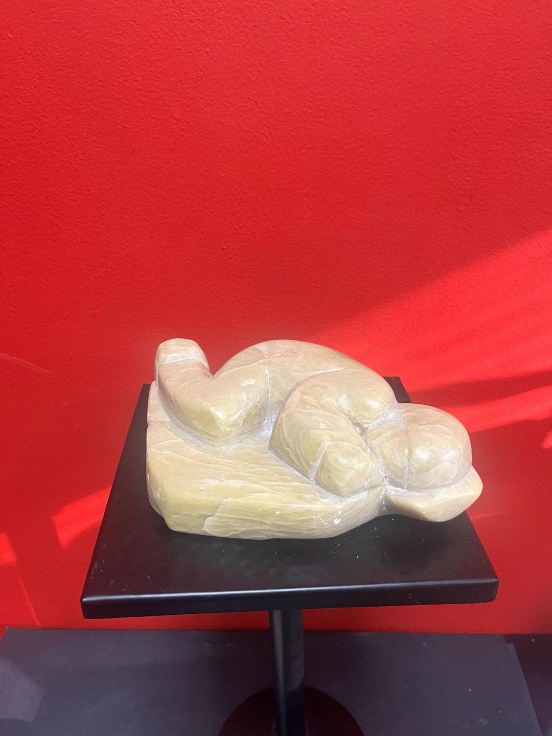 Lovely Indigenous Inuit Soapstone Statue of an Eskimo Sleeping — 1970s ...