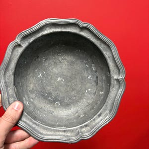 Beautiful antique English pewter bowl — good used condition and 9 x 4” high — really wonderful design —