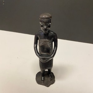 Fabulous 7 inch West African carved wooden  statue of a woman — well modelled — wow