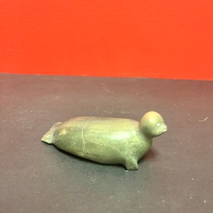 Lovely 5 inch indigenous Inuit soapstone signed seal statue