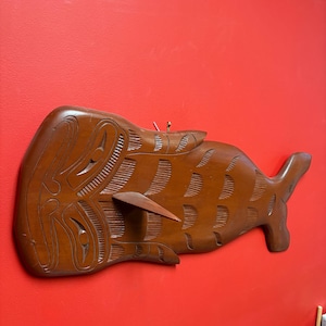 Beautiful 29 x 14” indigenous First Nations Pacific Northwest Coast unsigned killer whale plaque — huge and beautiful — wow