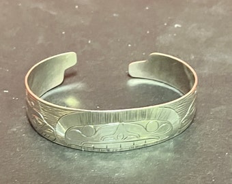 ネイティブバングル スターリングシルバー 手彫り シャチデザイン