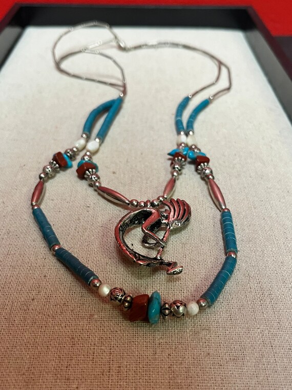 Stunning Navajo turquoise and silver double stran… - image 6