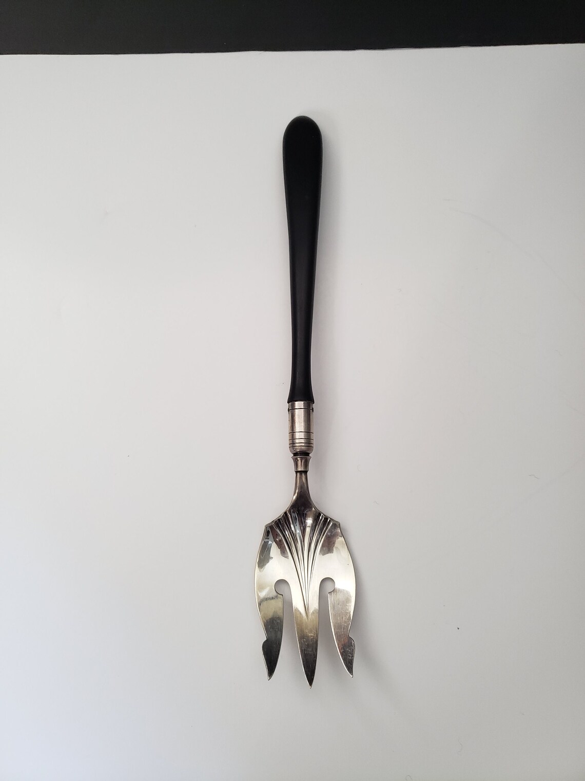 Ebony & Silver Plated Salad Servers Etsy