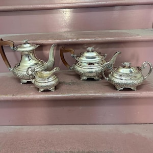Stunning antique BIRKS silver plated four piece coffee and tea service — pristine condition and one of the best - Perfect for gift