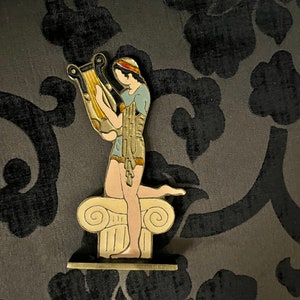 Extremely cool 6 inch high enamel on bronze and copper statue from Greece
