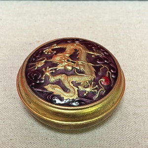 Caixa de dragão esmaltada chinesa antiga de 2 1/2 polegadas de comprimento em muito bom estado — lindo presente