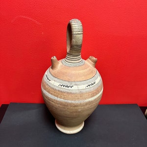 Fabulous 16 inch tall, pre-Columbian, authentic Clay vessel  — couple minor chips and priced accordingly — estate piece