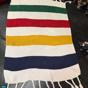 HBC Hudson Bay blanket— authentic with tags — Crocheted cotton — 72 x 43” — Almost brand new condition — wow