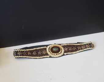 Oceanic Shell, Wood, and Beaded Belt