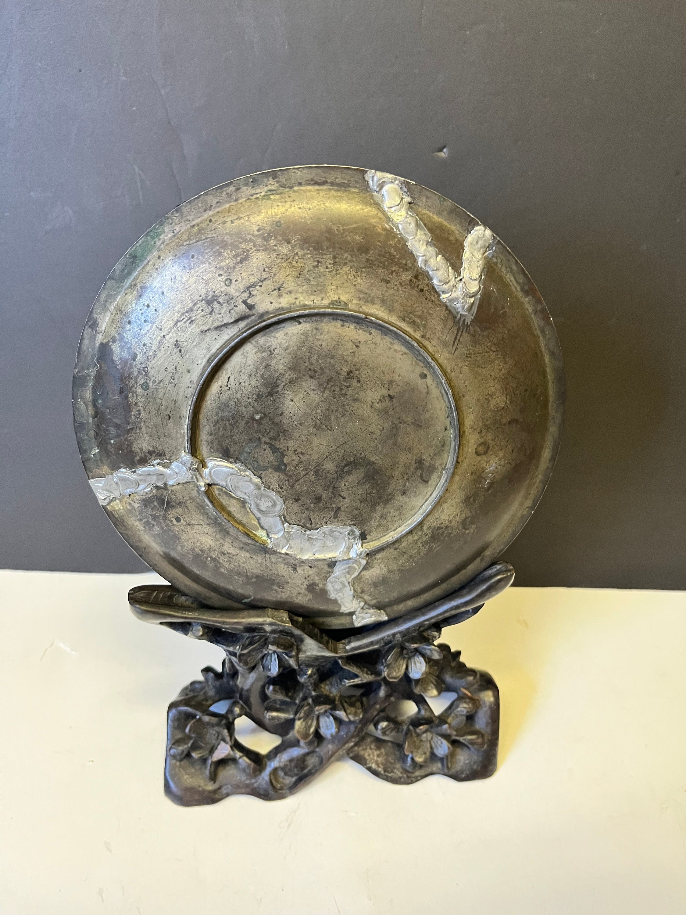 Absolutely Stunning Antique Japanese Bronze Plate Depicting Etsy