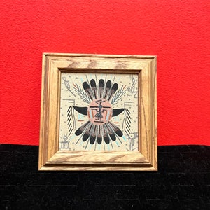 Lovely 6 inch authentic Navajo sand painting with certificate of authenticity by Larry Antonio