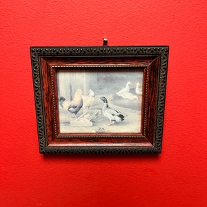 7 x 6&quot; antieke prachtig ingelijste afdruk van een Engels boerenerftafereel — wow