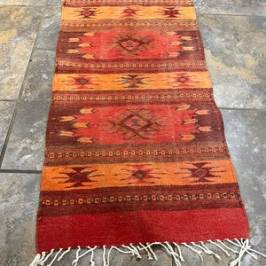 Fantastic authentic 43 x 20 Navajo Rug carpet — nice both sides — great design and colour