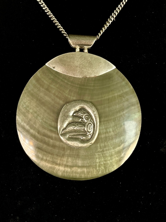 Indigenous First Nations silver and shell necklac… - image 2