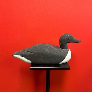Lovely antique Canadian 15 inch long wooden painted duck decoy — great condition for age