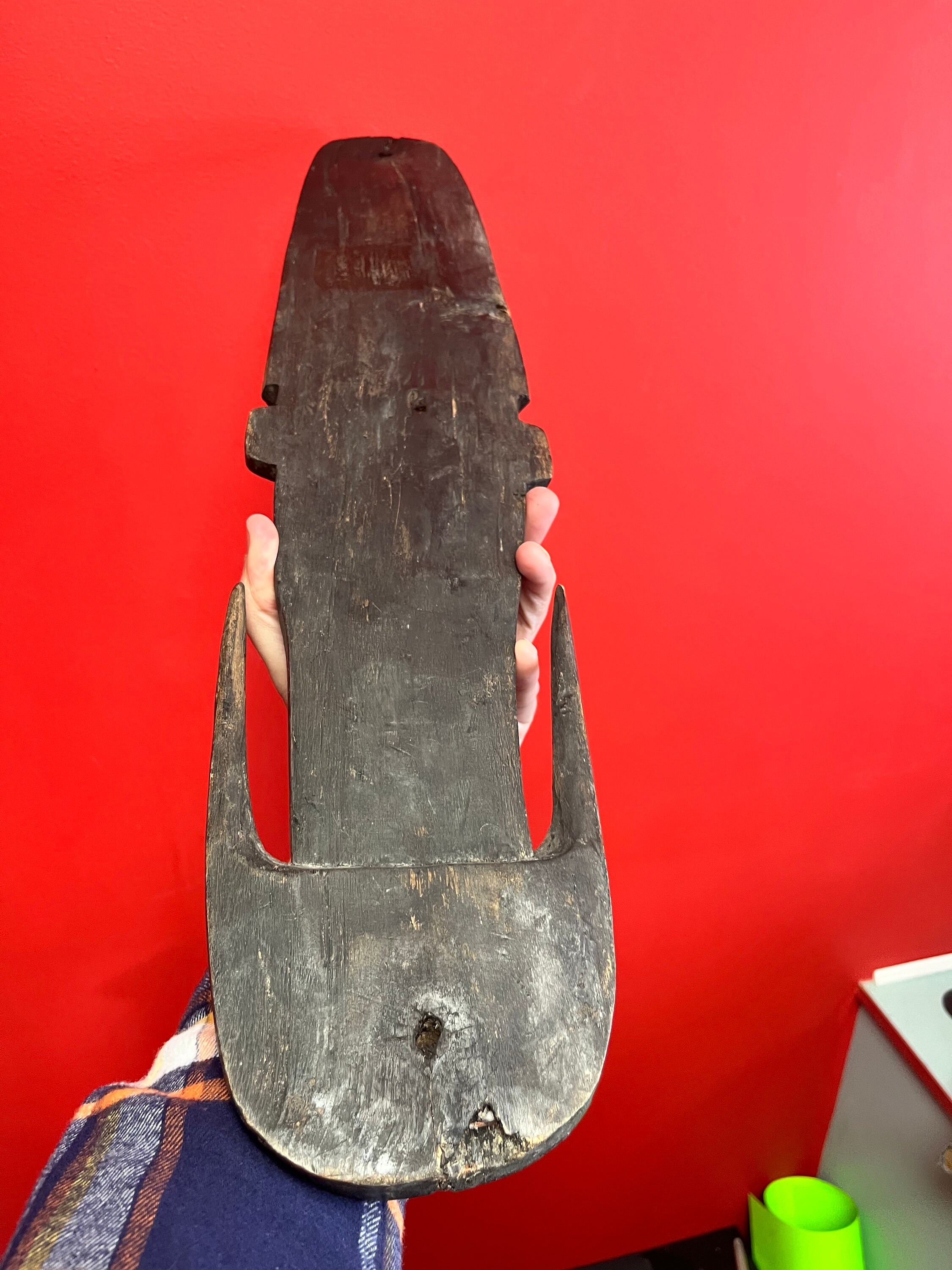 アンティーク パプア ニューギニア 23 インチ マスク、貝殻の目付き