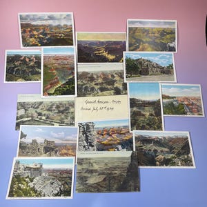 Lotto di 15 cartoline antiche – Viste storiche e panoramiche del Grand Canyon, Arizona