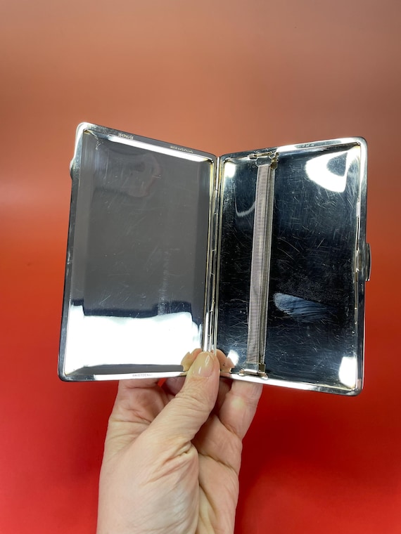 Antique Silver Plated Engine Turned Cigarette Case - image 4