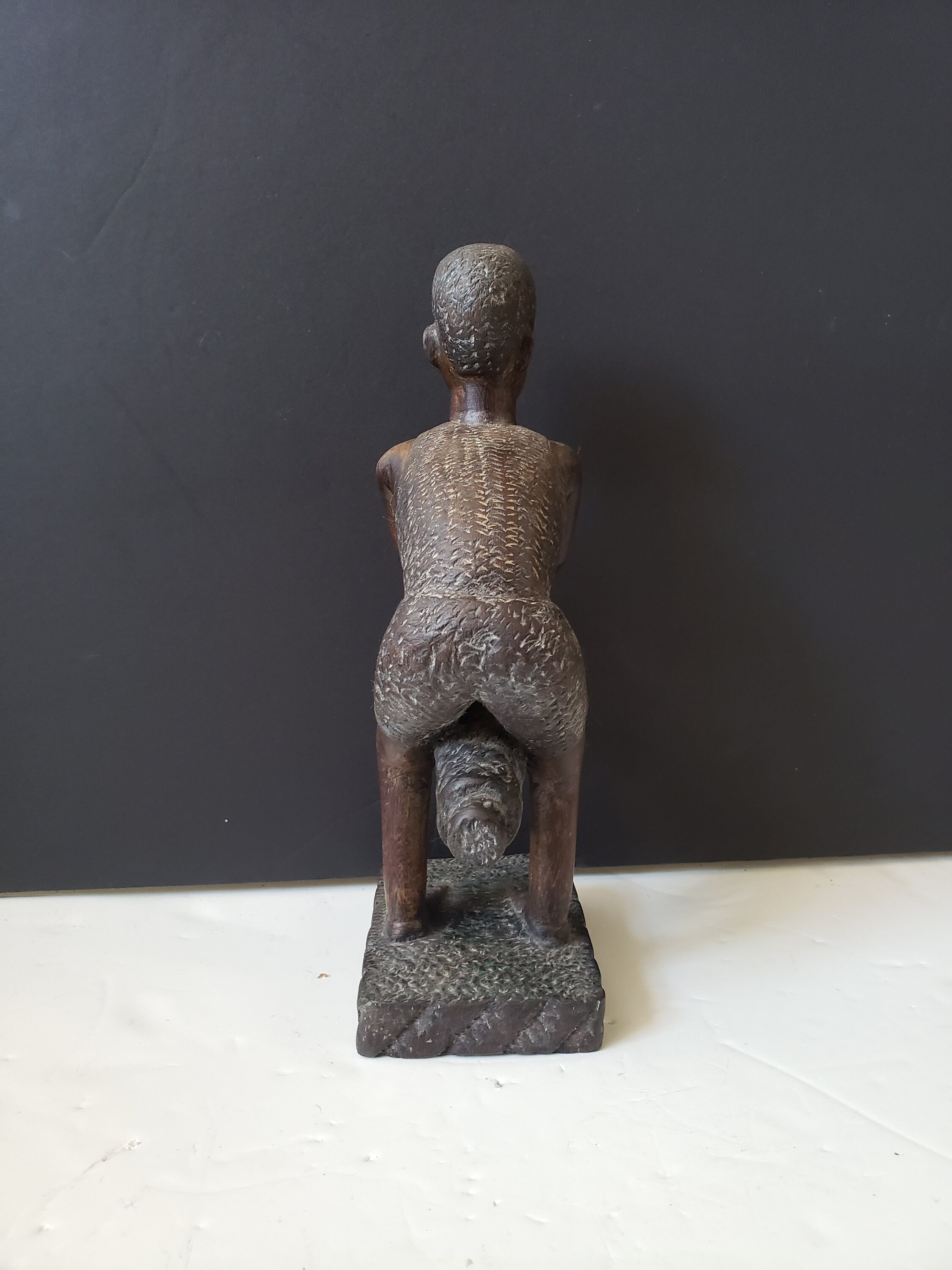 Carved Hardwood African Drummer Figure Etsy UK