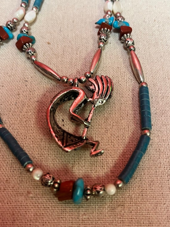 Stunning Navajo turquoise and silver double stran… - image 5