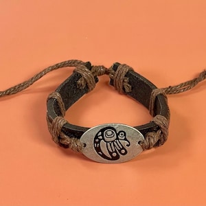 Handcrafted Leather Bracelet with Tribal Eagle Design