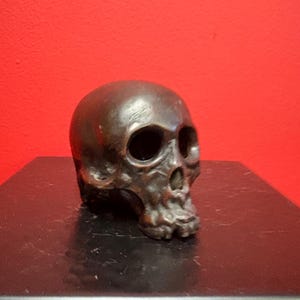 Stunning 3 inch old bronze skeleton bust  — amazing patina — very heavy and great detail — special piece  — perfect gift
