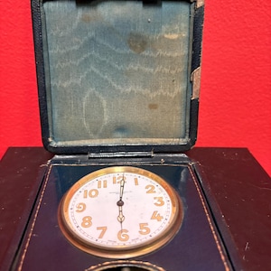 Beautiful antique English watch in leather case — case as is — watch seems to not work — final sale