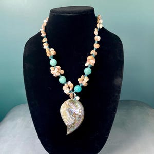 20 inch Shell Necklace with huge 3 inch Abalone Pendant