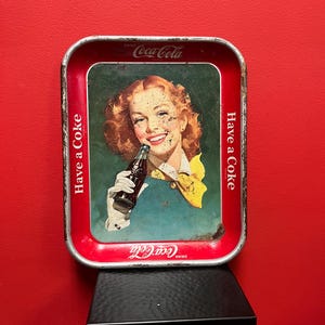 13 x 10 inch antique coke tray in fairly beat up condition — great decor - price reflects