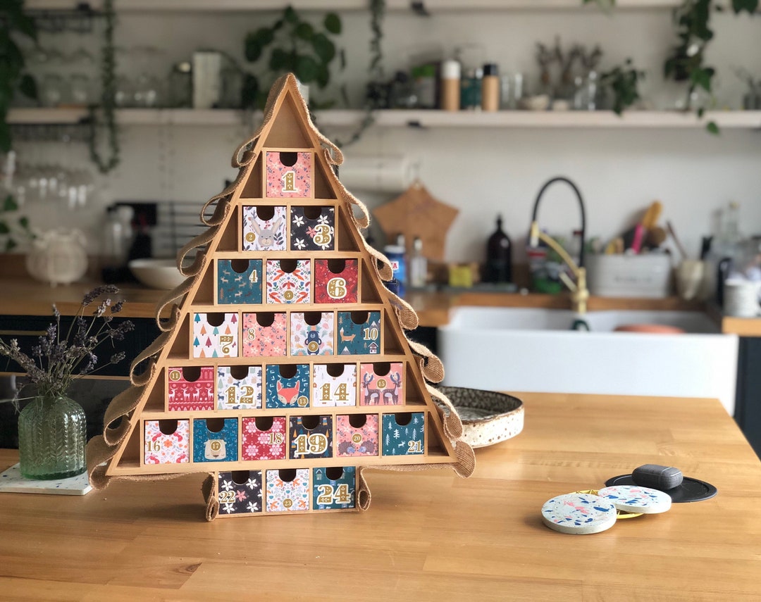 Wooden Christmas Tree Advent Calendar Reusable Fill Your Own Etsy UK
