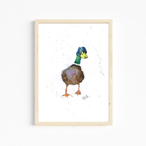 Watercolor Duck Art Print: Playful Bird Illustration
