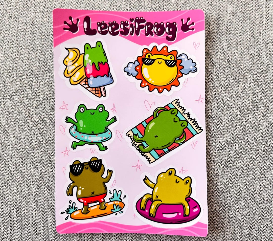Summer Frog Stickers | Custom Sticker Pack | Frog Stickers | Sticker ...