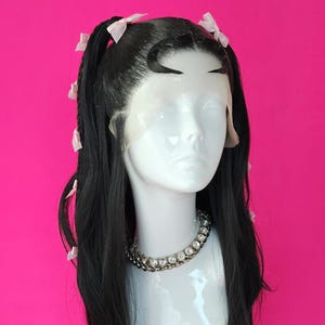 READY TO SHIP: Black Updo Wig, Pigtail Wig, Cosplay Wig, Fantasy Hair, Styled Wig, Customized Wigs, Wig with bangs, Cosplay
