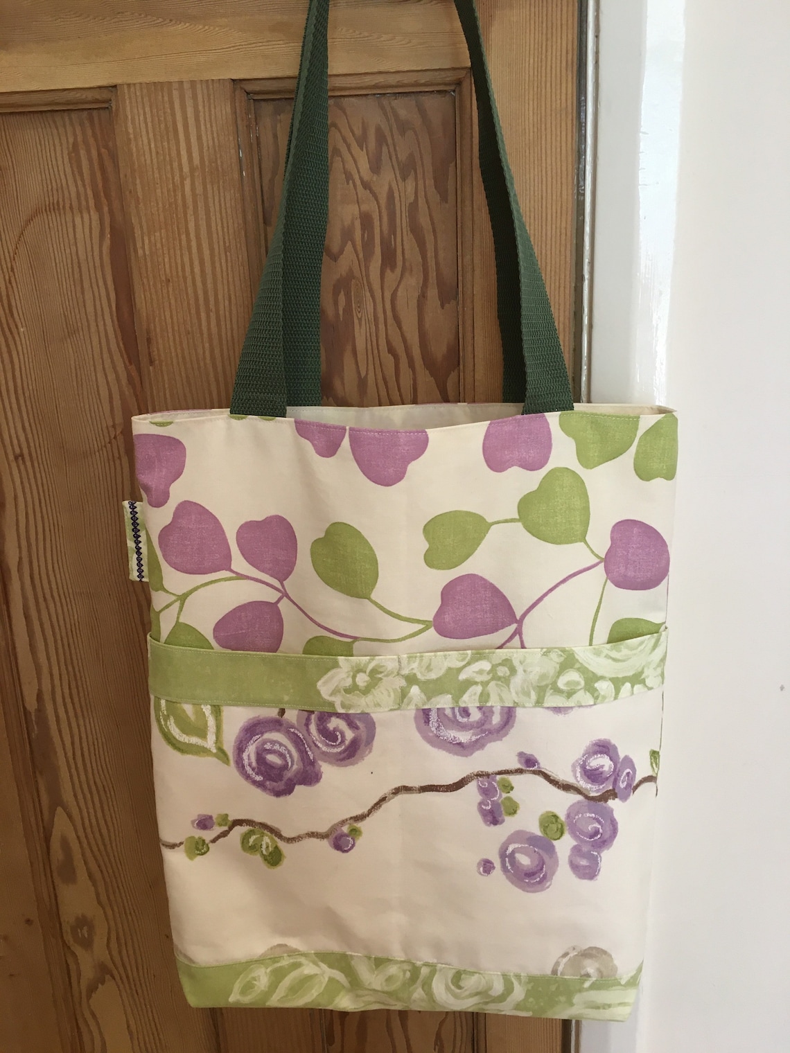 Handmade tote bag with lots of pockets perfect for shopping Etsy