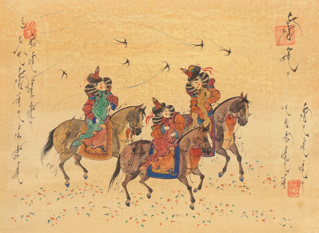 Mongolian Fine Art Print 3/5 Gobi Women on Horses Wall Art Etsy