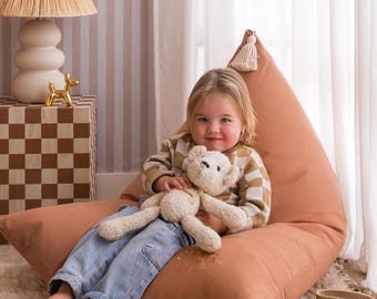 Personalised kids lounge seat bean bag, cotton beanbag cover, kids furniture, aesthetic home gift, gift for friend, beanbag cover for home