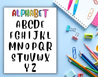 A to Z Alphabet Learning Chart, Homeschool Poster (PDF)
