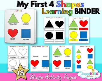 Autism Learning Binder Busy Book, Autism Learning Activity, Shapes Activity Printable, Shapes Printable, Shape Activity Sheets, Shapes Game