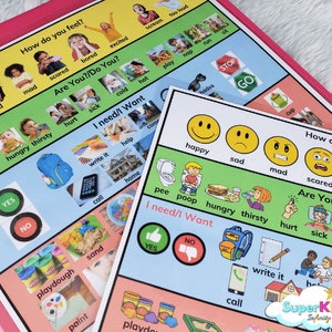 Communication Board for Kids, Autism Aid, Non-Verbal Chart, Kids Communication Board, Speech Communication Chart, Autism Visual Aid Board