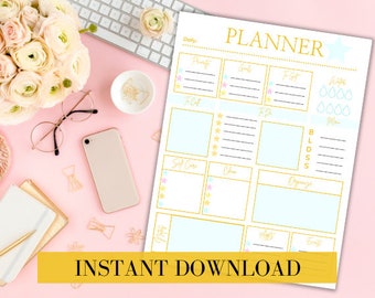 Daily Planner Template, Organized To-Do List (Digital Download)