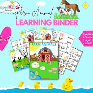 Autism Learning Activity Book, Autism Repetition Activity, Learning Farm Animals, Speech Learning Binder Busy Book, Recognition Skills