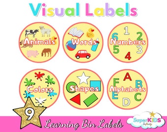 Learning Bin Visual Labels, Classroom Storage Labels (Printable Download)