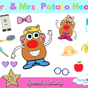 Mr. and Mrs. Potato Head Printable Activity Game, Potato Head Printable Sheets, Potato Head Game, Mrs. Potato Speech Activity, Speech