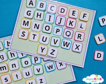 Actividad imprimible de emparejamiento de letras, actividad de aprendizaje del abecedario para niños (descarga digital)