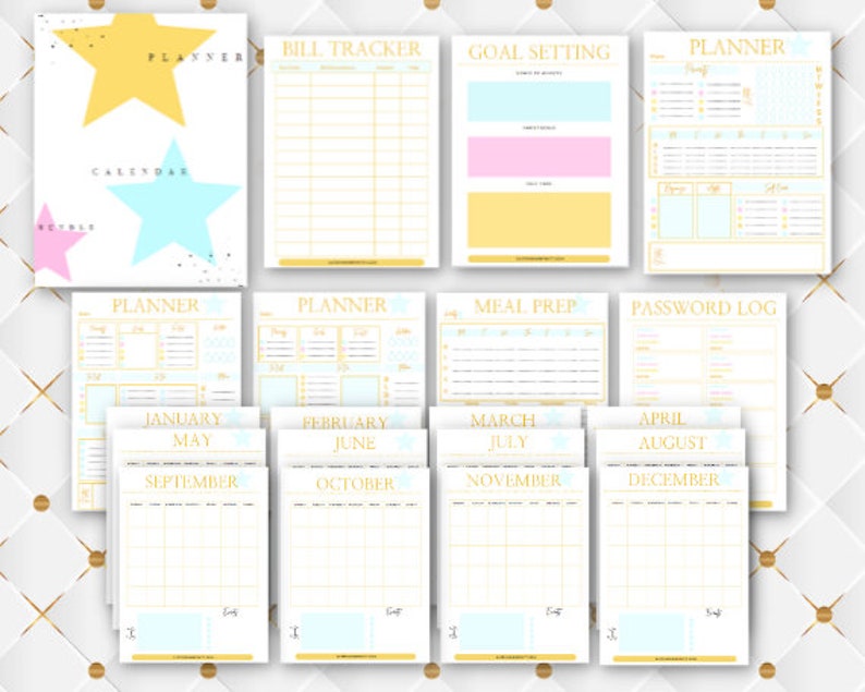 Beautiful Planner and 12 Month Calendar Organized Printable - Etsy