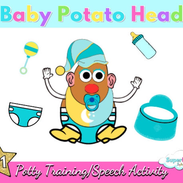 Baby Potato Head Printable Activity, Potato Head Activity, Toddler Speech Activity, Potty Training Printable, Toileting Activity, Toddlers