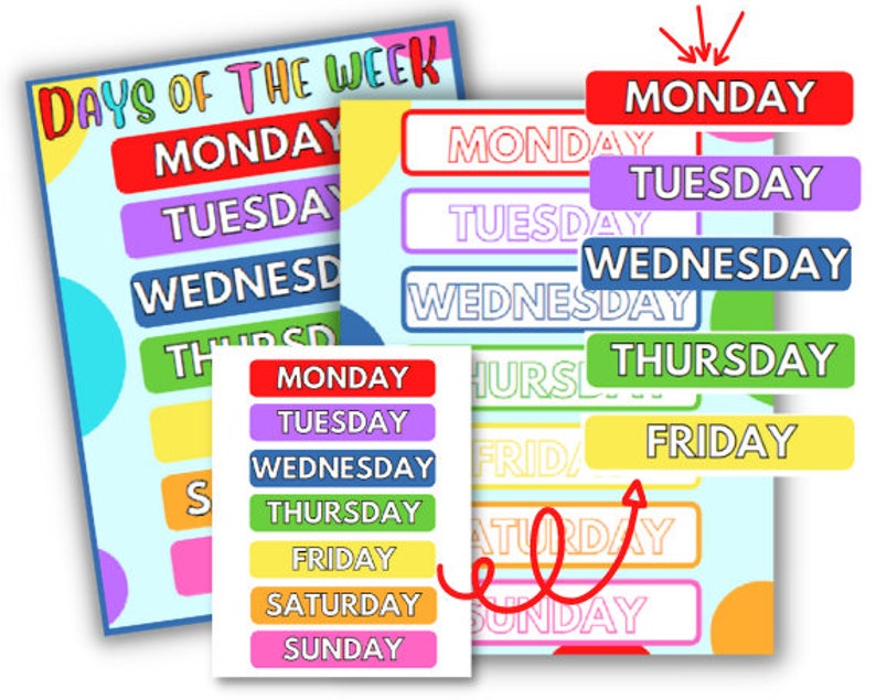 Days of the Week Printable Chart Homeschool Learning - Etsy
